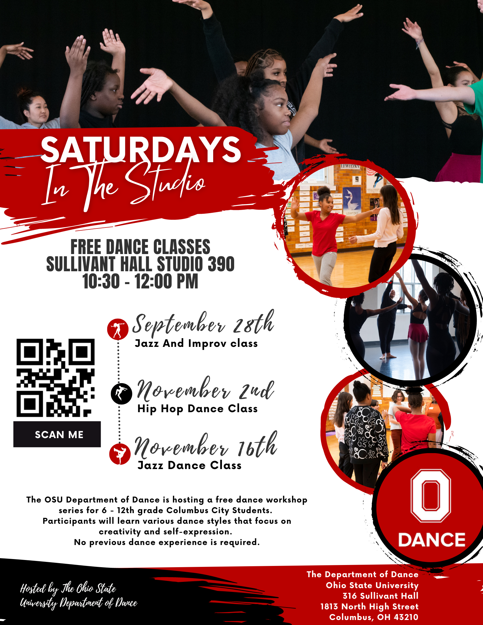 flyer with photos of students dancing