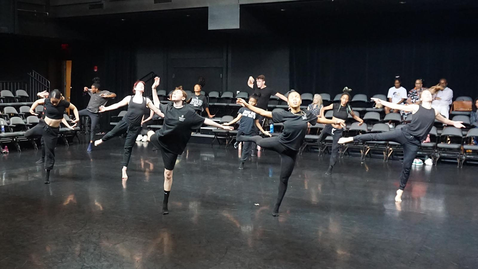 Dancers moving on a stage