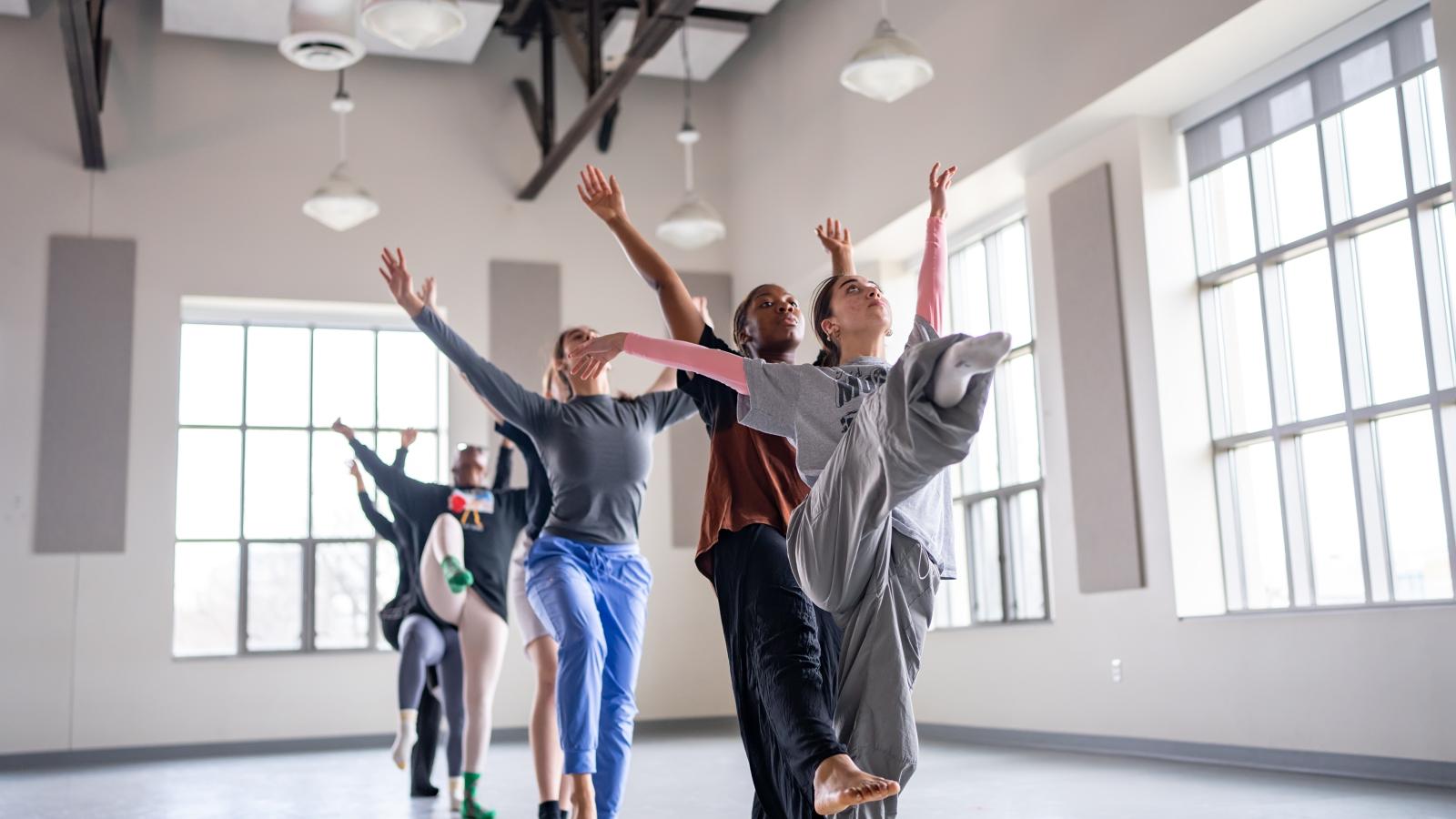 Dancers rehearsing in a studio