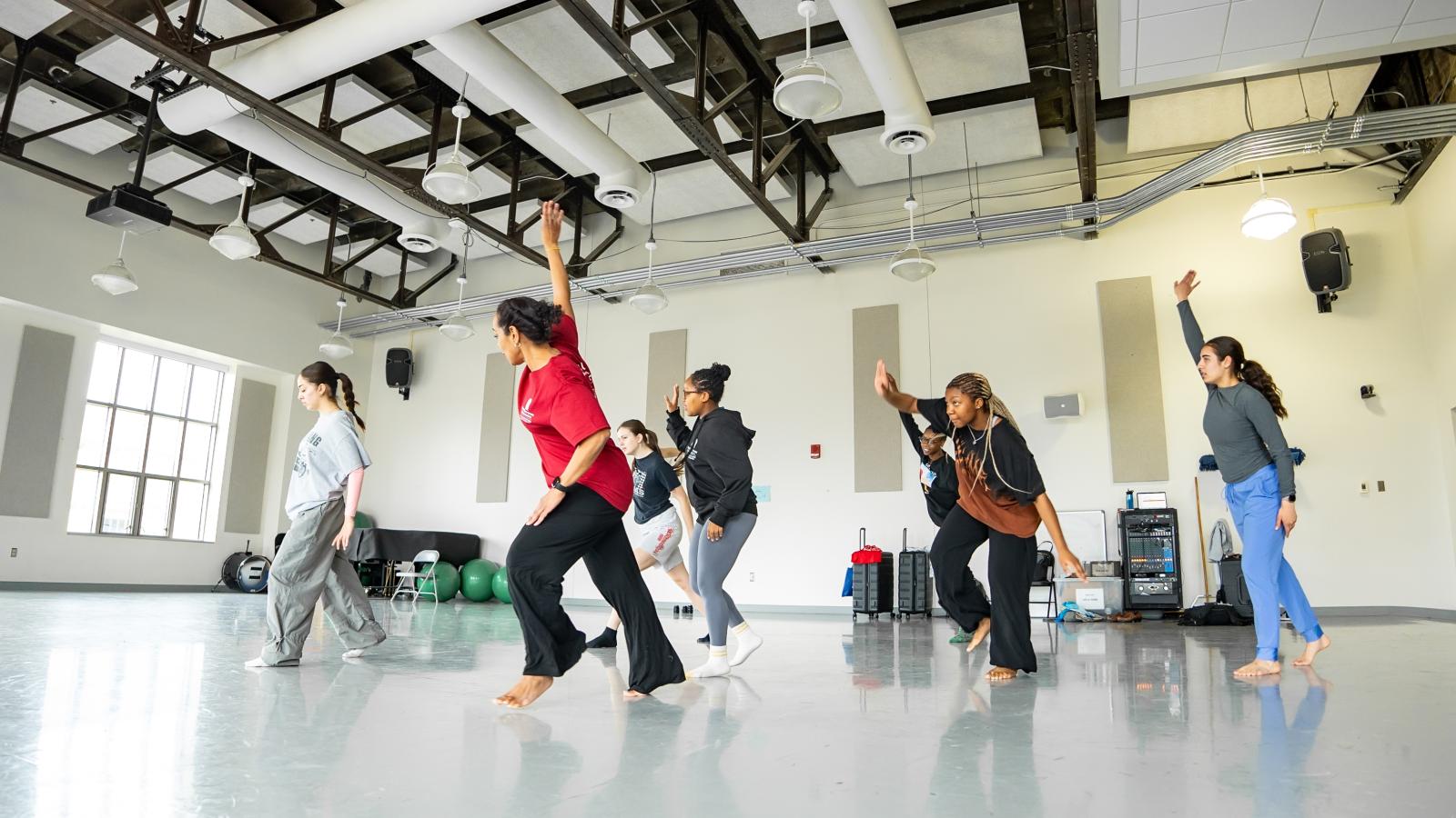 Dancers rehearsing in a studio