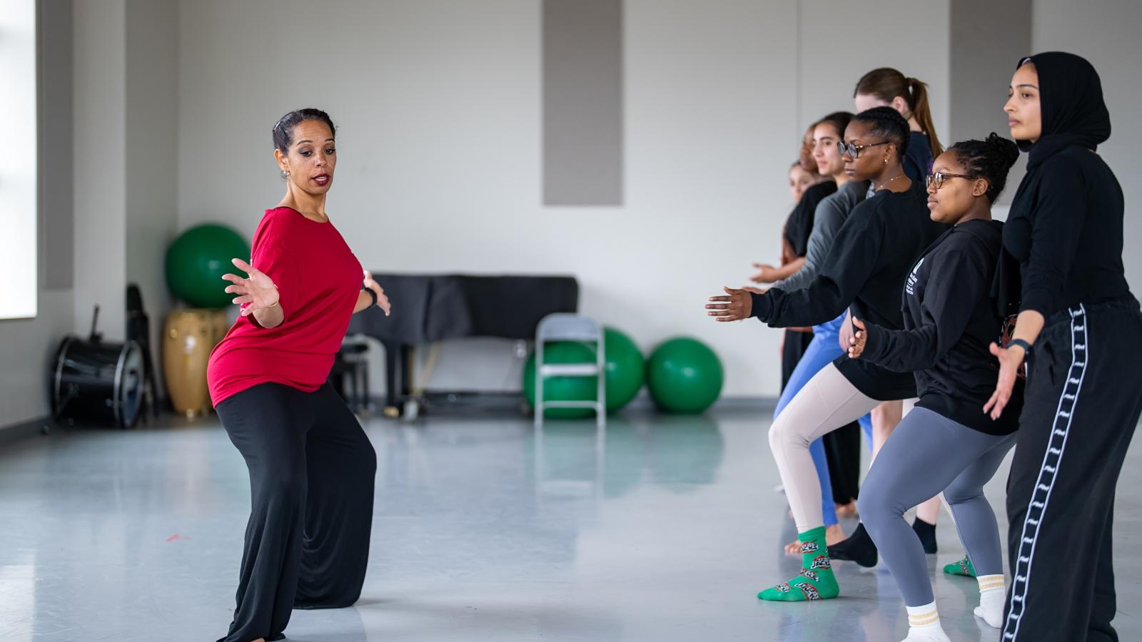 Dancers rehearsing in a studio