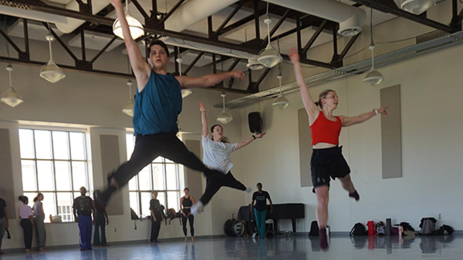 Dancers rehearsing in a studio